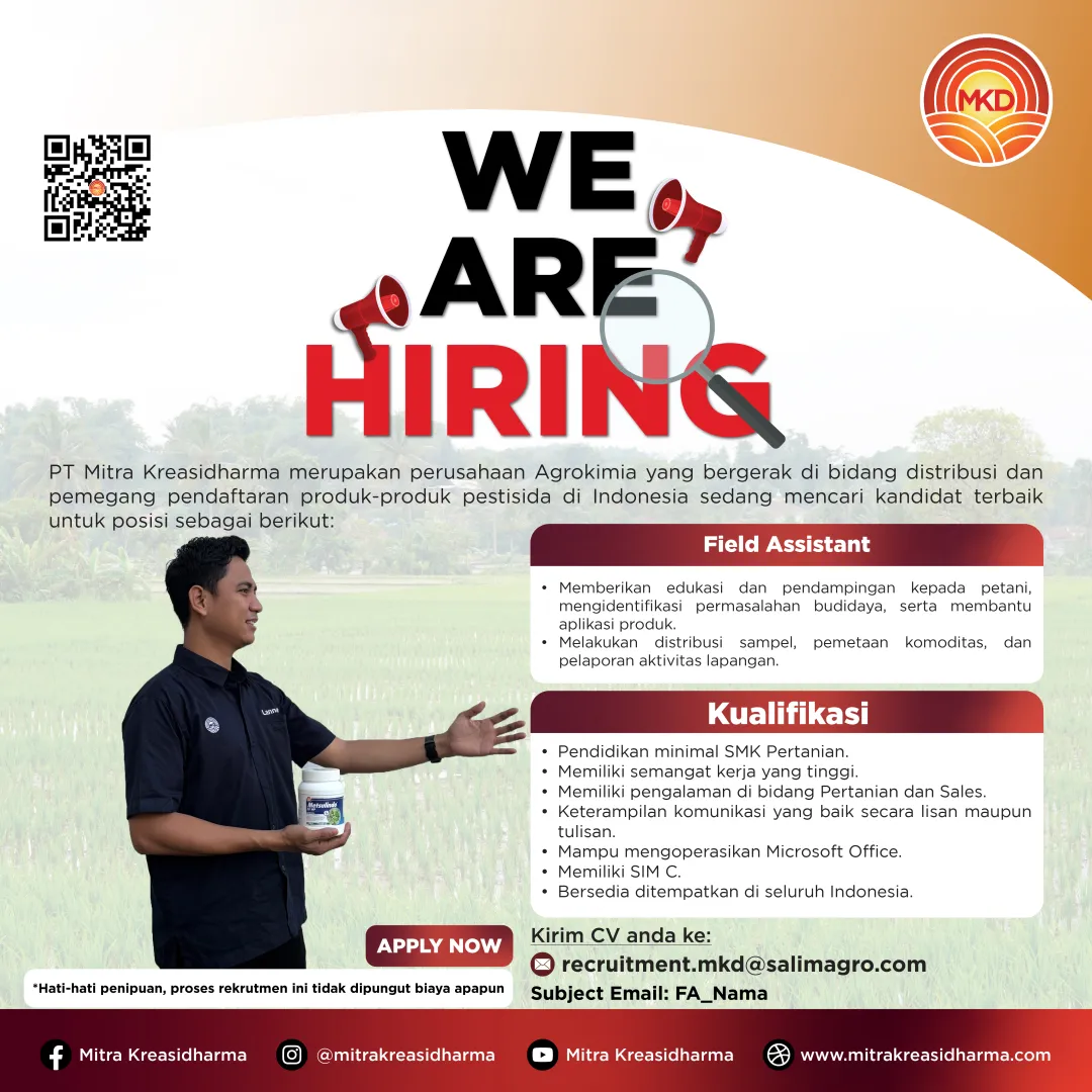 PT MITRA KREASIDHARMA BUKA LOWONGAN! RAIH KESEMPATAN BERKARIER DI INDUSTRI AGROKIMIA